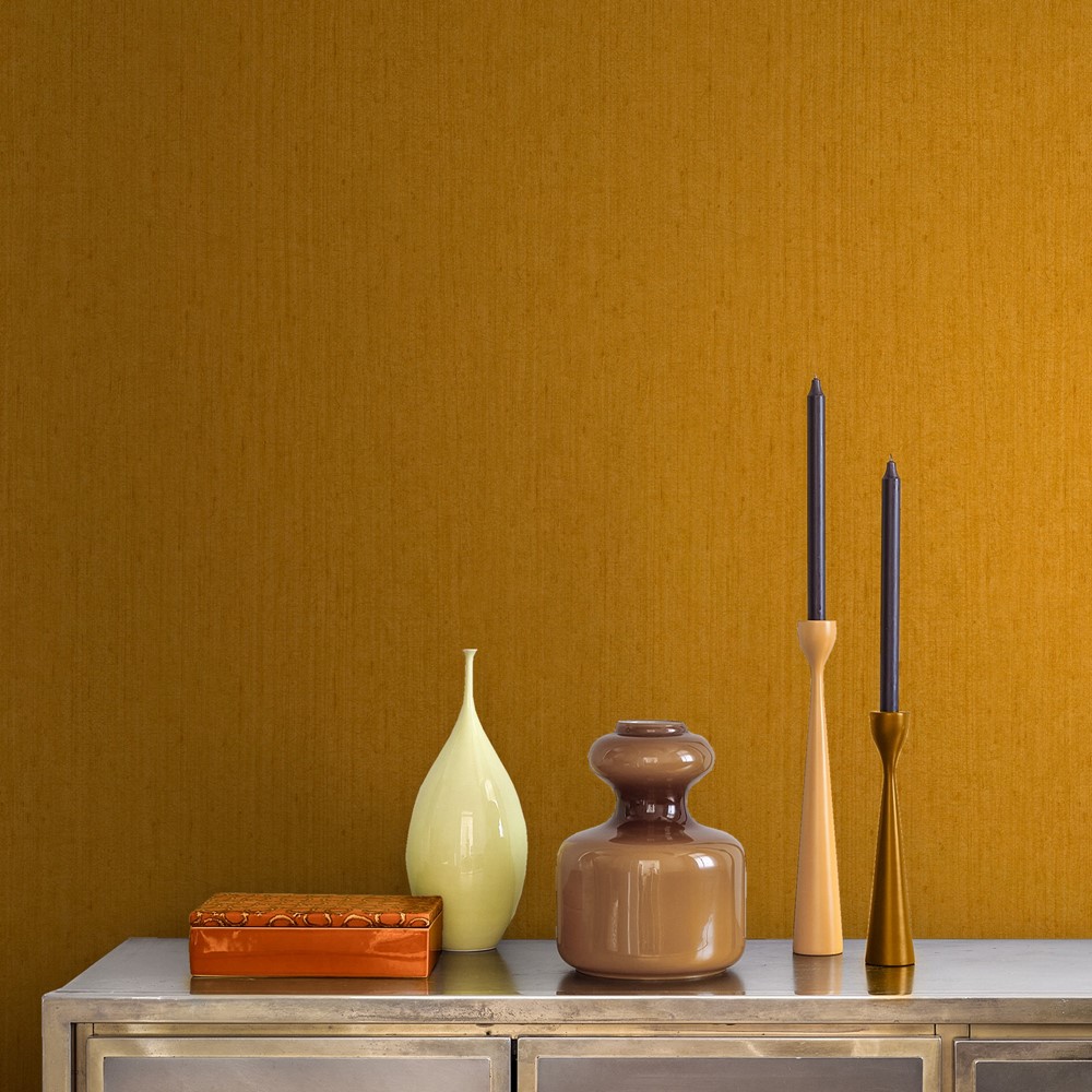 Tisbury Plain Wallpaper 120404 by Clarissa Hulse in Ochre Yellow